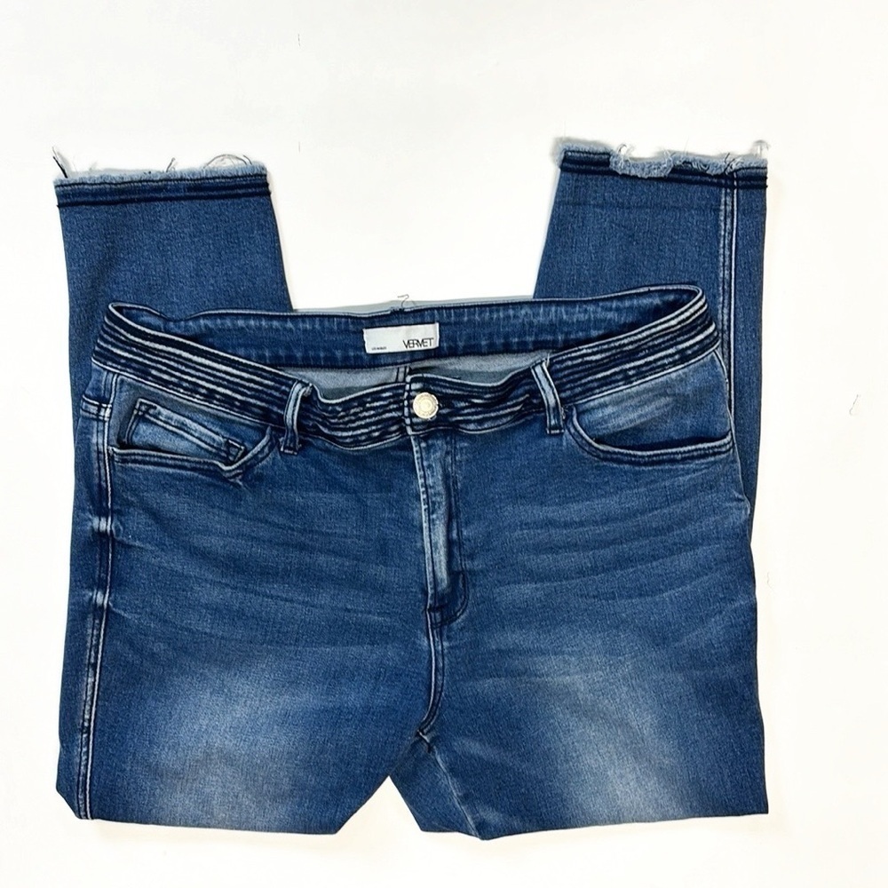 Vervet Flying Monkey High Rise Raw Hem Ankle Skinny Capri Cropped Denim Jeans